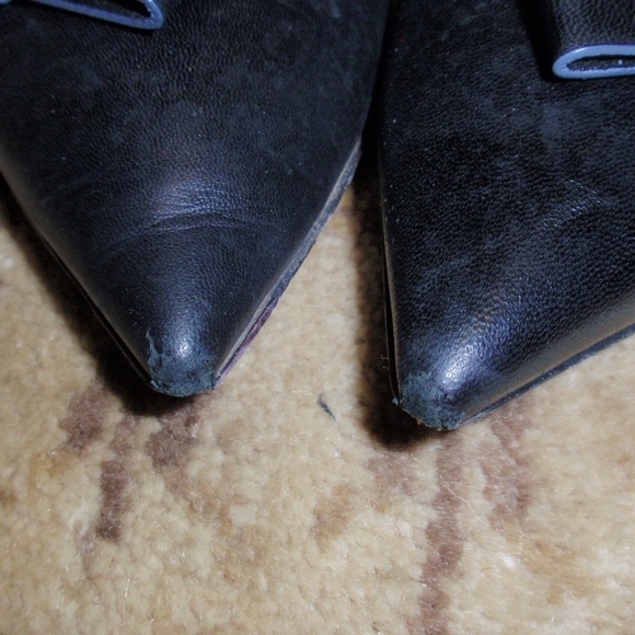 Prada Black Leather Pointed Toe Ballet with Bow Size 37.5 - Picture 8 of 8